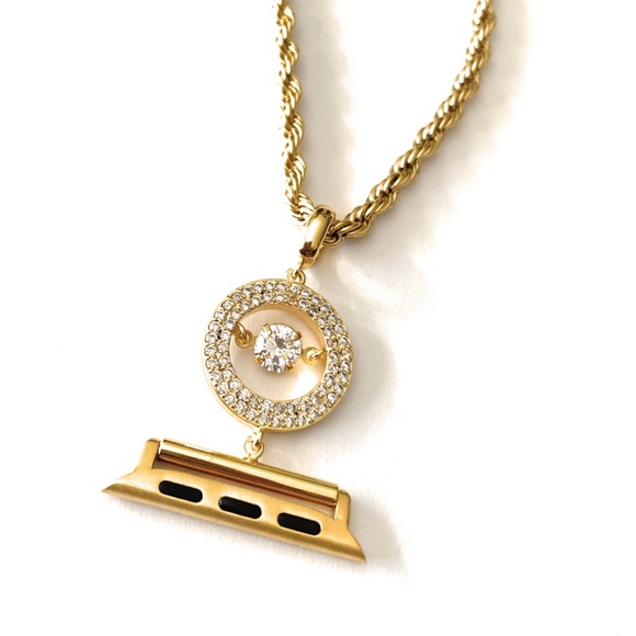 EMJ Accessories Bling Apple Watch Gold Pendant Chain Adapter Necklace Bezel Case 444 Mm